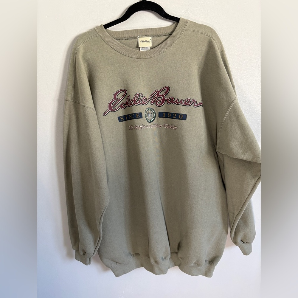 Vintage Eddie Bauer Sweatshirt Men's XL Spellout Crewneck Logo Baggy 90s Soft!